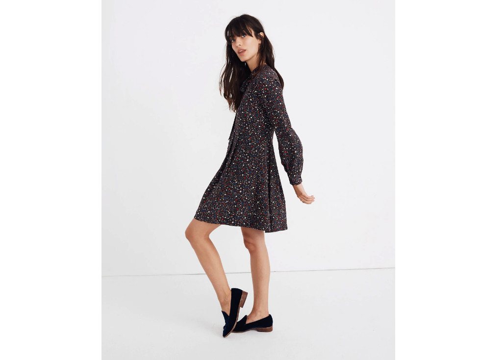 Balsam Tie-Neck Dress in Starry Night