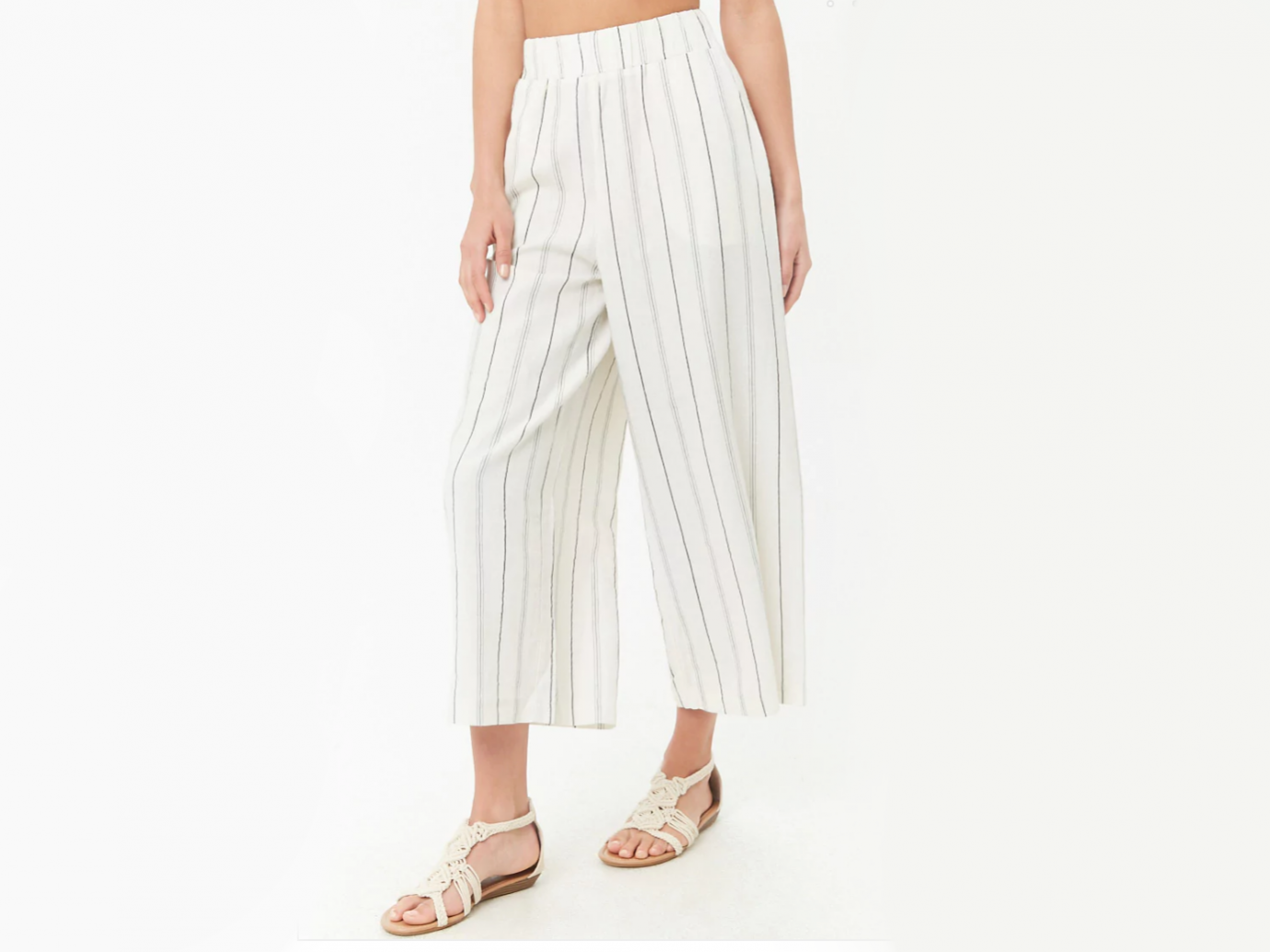 Linen-Blend Pinstriped Culottes