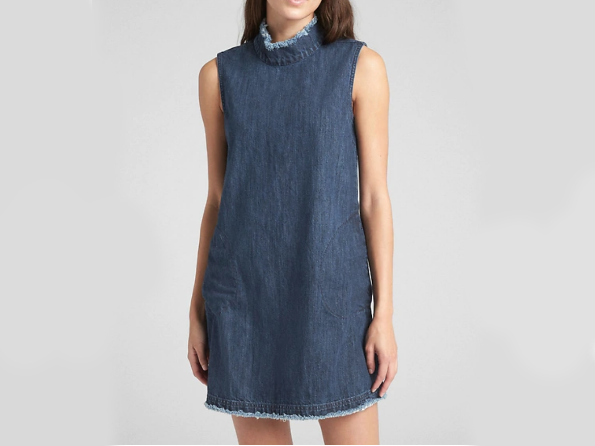 GAP Sleeveless Mockneck Shift Dress in Denim