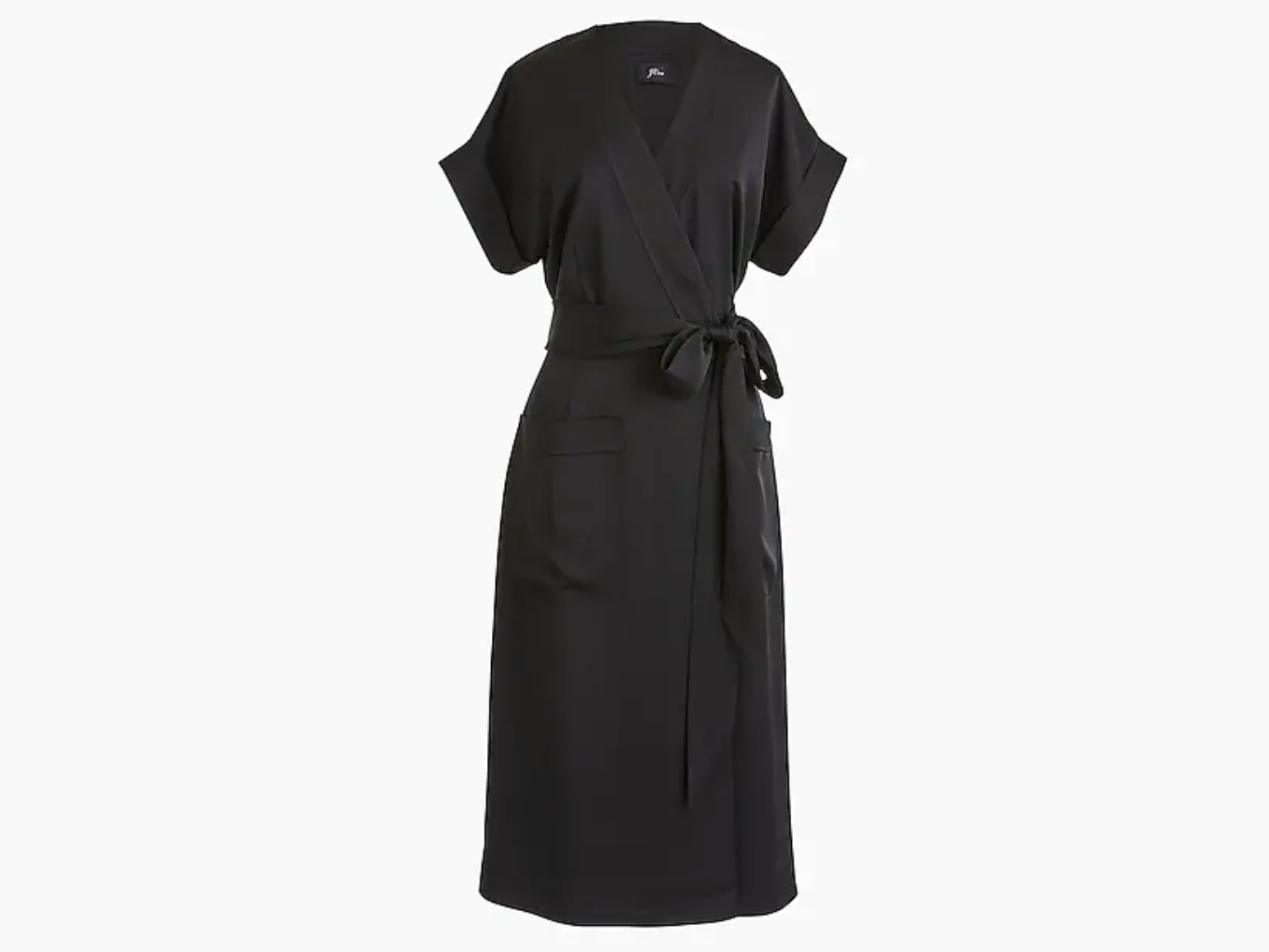 Short-sleeve wrap dress in satin-back crepe j. crew