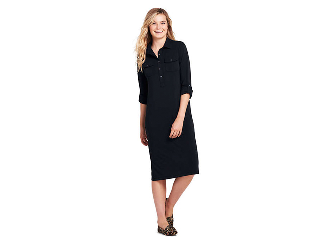 Women's Long Sleeve Matte Jersey Utility Dress