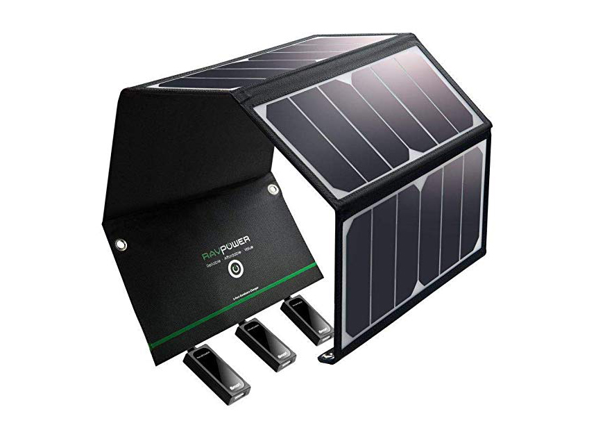 Solar Charger RAVPower 24W Solar Panel with 3 USB Ports