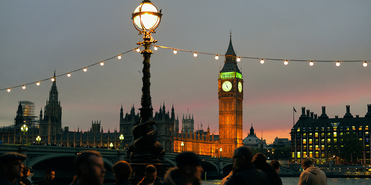 London Nighttime Big Ben Street Scene