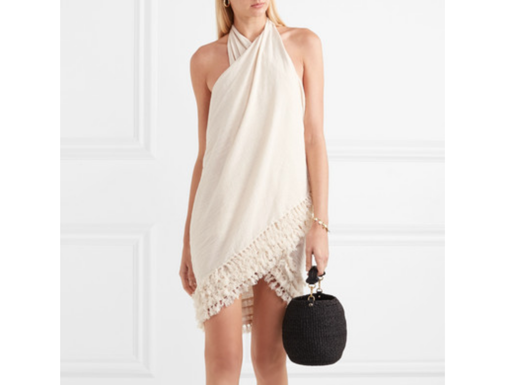 CARAVANA Xok belted fringed cotton-gauze pareo