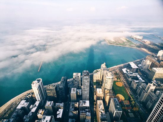 Chicago aerial city view