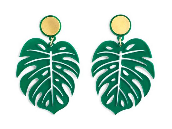 MONSTERA LEAF EARRINGS JENNIFER LOISELLE