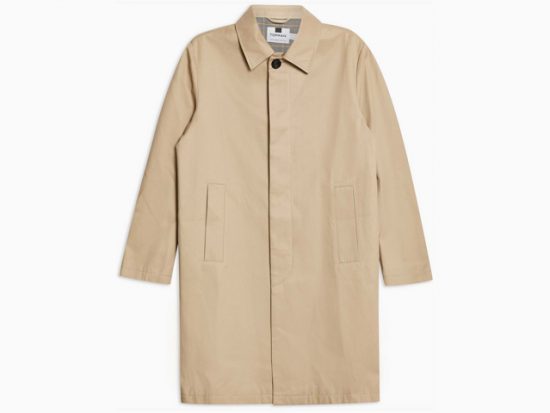 Topman Men's Stone Single Breasted Trench Coat