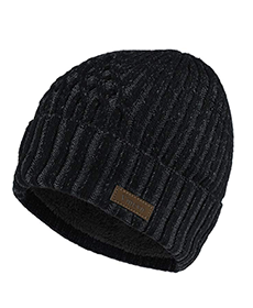 Black skull cap hat with lining
