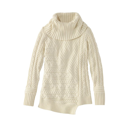 Cream Cowl Neck Sweater by LL Bean