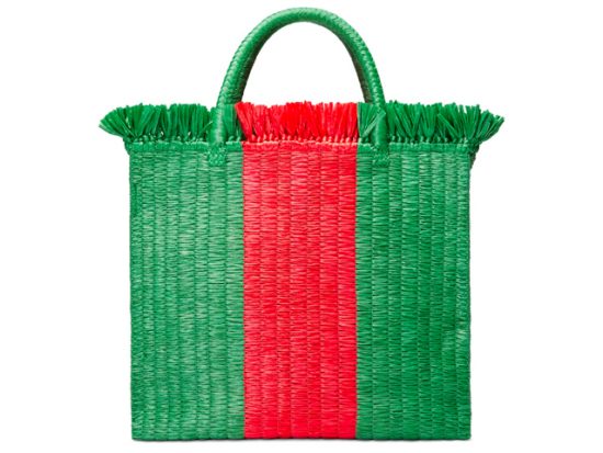 Web Woven Straw Tote GUCCI