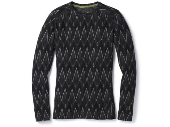 Women's Merino 250 Base Layer Pattern Crew in Black Charcoal Heather