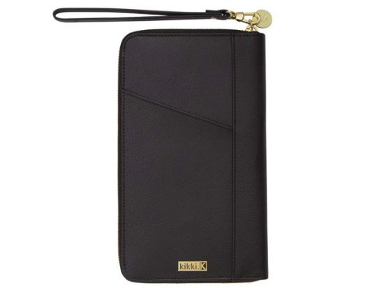  kikki.K Leather Zippered Travel Wallet: Black