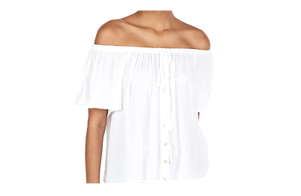 Express Button Front Off The Shoulder Halter Neck Top