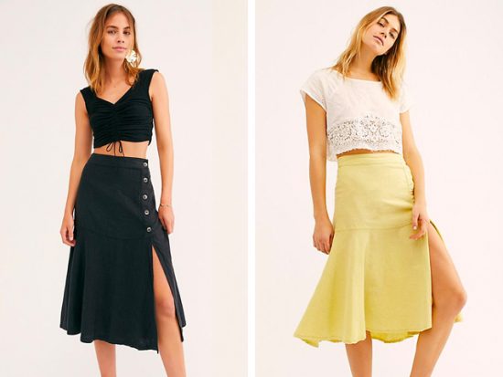 Free People Poppy Flounced Midi Skirt