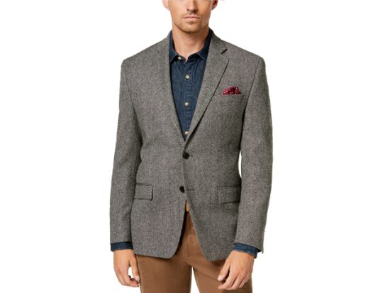 Lauren Ralph Lauren Men's Classic-Fit Ultraflex Stretch Black/White Herringbone Wool Sport Coat