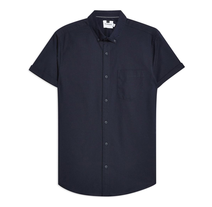 Topman Navy Stretch Skinny Oxford Shirt