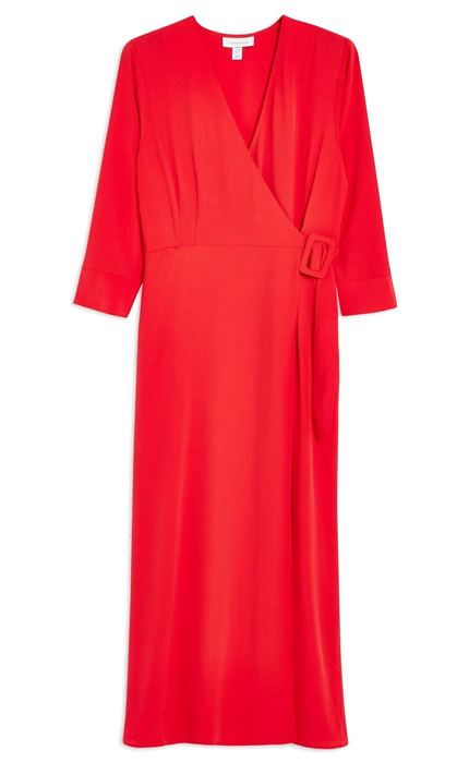 Topshop Buckle Wrap Midi Dress