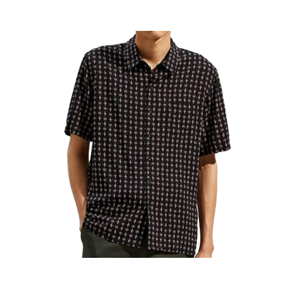 Urban Outfitters UO Geo Foulard Short Sleeve Button-Down Shirt