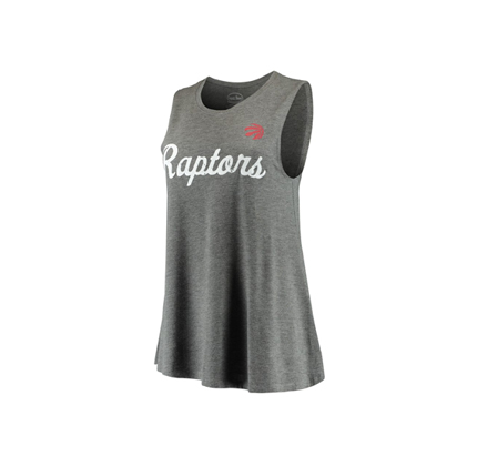 Women's Toronto Raptors Majestic Threads Gray Script Flair Blouse Tank Top