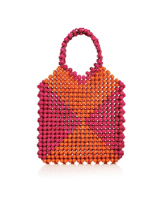 AQUA Mini Wood Beaded Tote