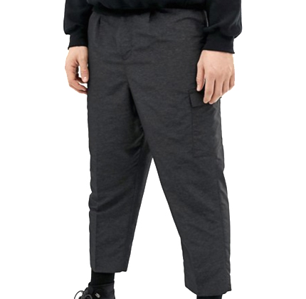 ASOS DESIGN drop crotch tapered smart pants in sporty nylon in charcoal
