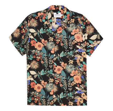 Topman Black Floral Revere Shirt