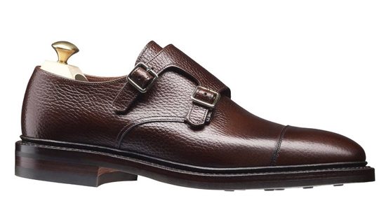 CROCKETT AND JONES HARROGATE DOUBLE MONKSTRAP SHOE IN DARK BROWN.