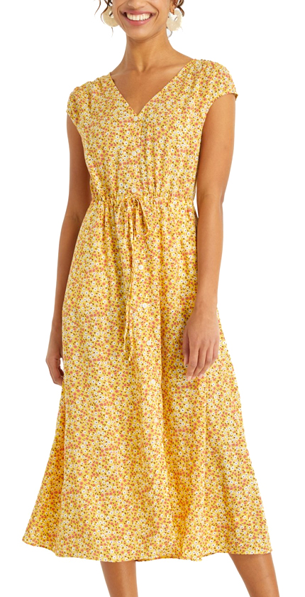 Floral V-Neck Button Front Dress Draper James