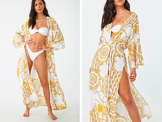 Forever21 Baroque Print Kaftan Swim Cover-Up