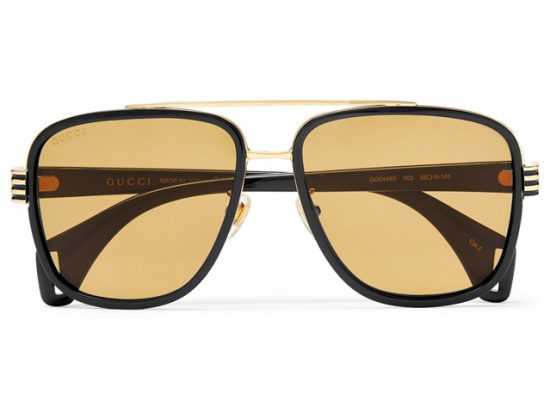 GUCCI Aviator-Style Gold-Tone And Acetate Sunglasses