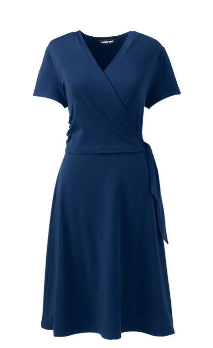 Women's Short Sleeve Knit Faux Wrap Dress