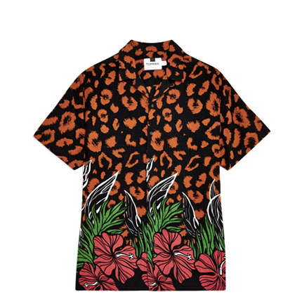 Topman Leopard Floral Revere Shirt