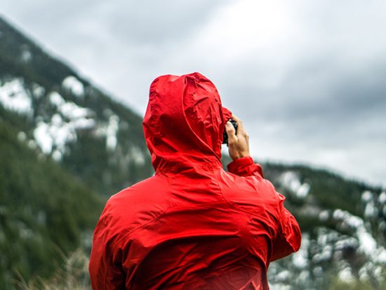 Man Hiking in the Rain