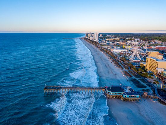 Myrtle Beach Aerial View at Sunset.