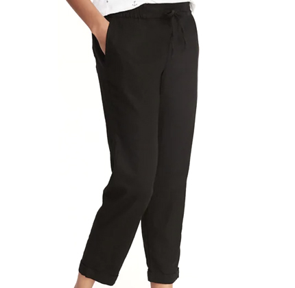 Mid-Rise Linen-Blend Straight-Leg Cropped Pants for Women