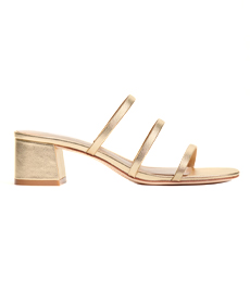 Reformation Menage Sandal in Gold.