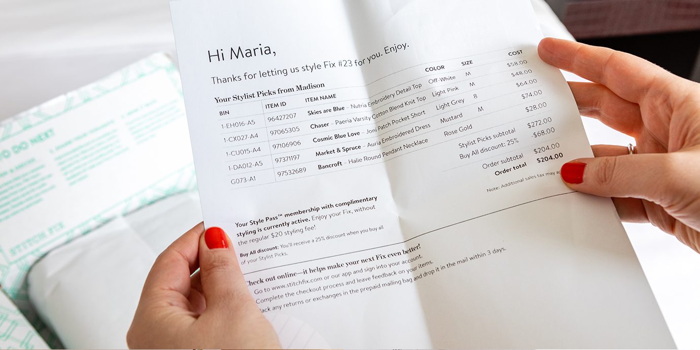 Stitch Fix Pricing Sheet.