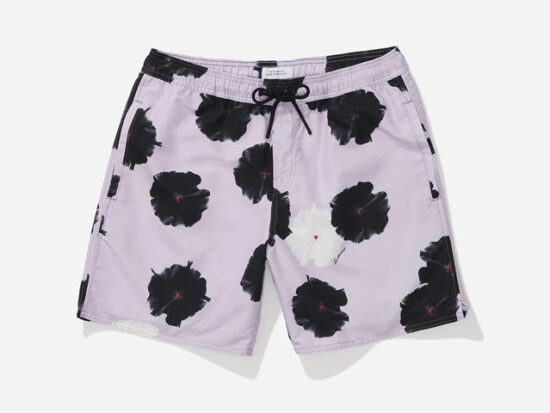 Timothy Moon Flower Swim Short, Faded Plum.