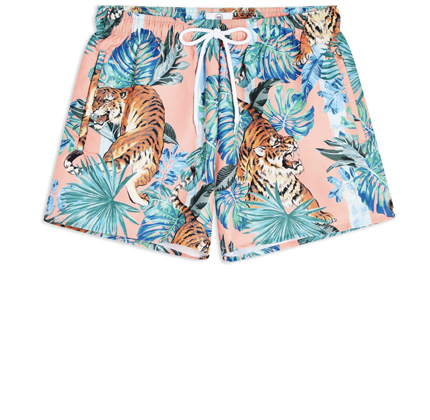 Topman Pink Tiger Print Swim Shorts