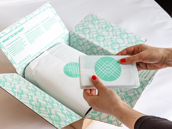 Unpacking the Stitch Fix Box.