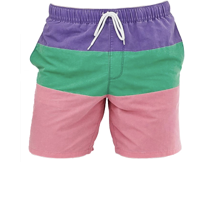 ASOS DESIGN swim shorts in purple green & pink acid wash in mid length.