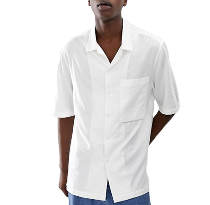 ASOS WHITE loose fit shirt in white textured fabric.