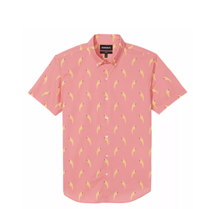 Bonobos Riviera Short Sleeve Shirt Pink Macaw Stamp.