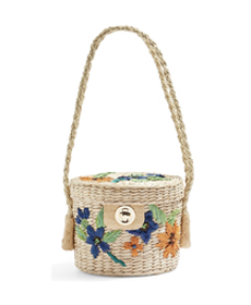 Fable Floral Straw Bucket Bag TOPSHOP.