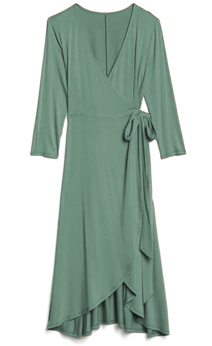 GAP Three-Quarter Sleeve Knit Midi Wrap Dress.