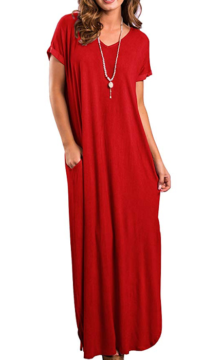 GRECERELLE Women's Casual Loose Pocket Long Dress.