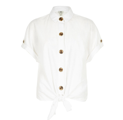 River Island tie front shirt in white.