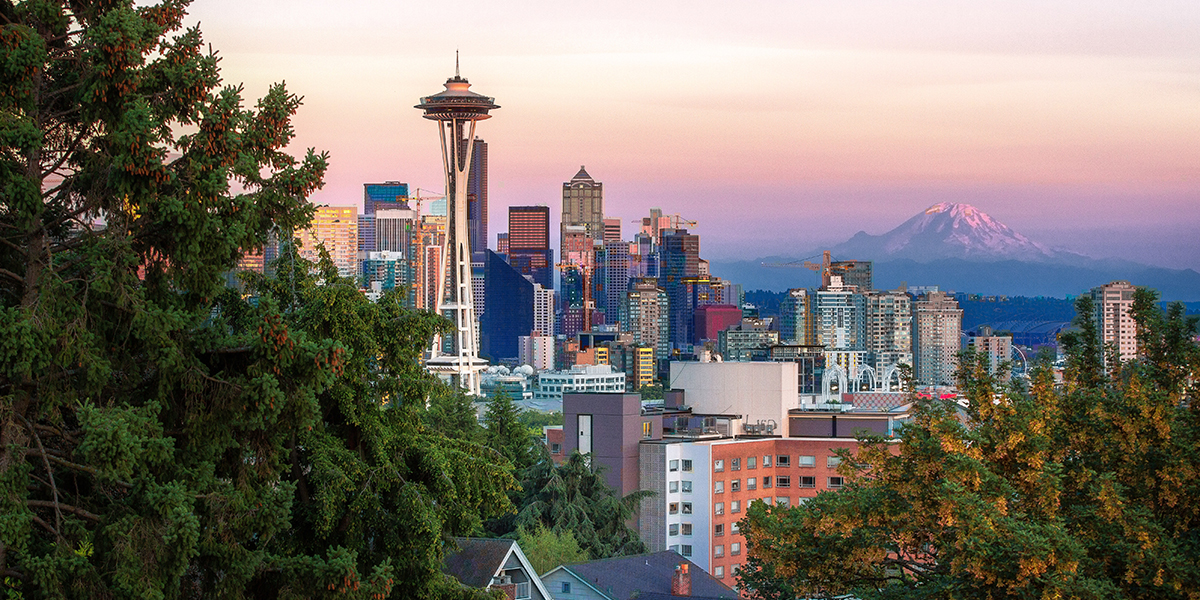 Seattle Skyline View with Mt Rainer in the distance.