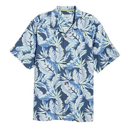 Tommy Bahama Island Zone Break Wave Fronds Silk Blend Camp Shirt.