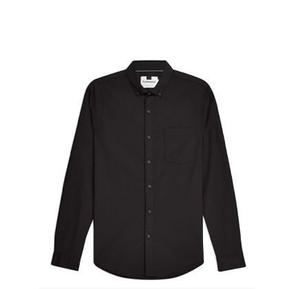 Topman Black Stretch Skinny Oxford Shirt.